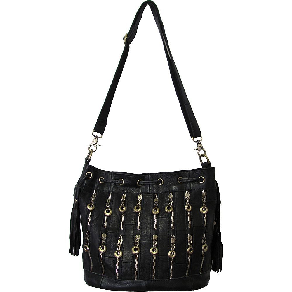 AmeriLeather Zippety Leather Shoulder Bag Black AmeriLeather Leather Handbags