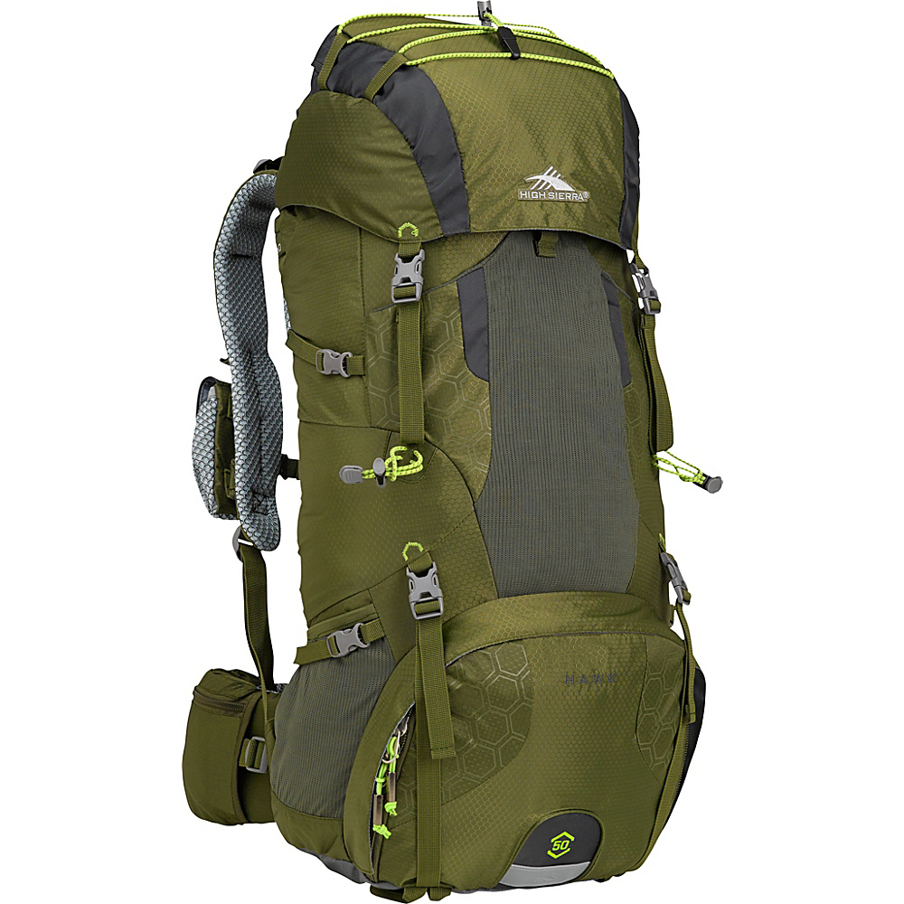 High Sierra Hawk 50 Frame Pack MOSS MERCURY CHARTREUSE High Sierra Day Hiking Backpacks