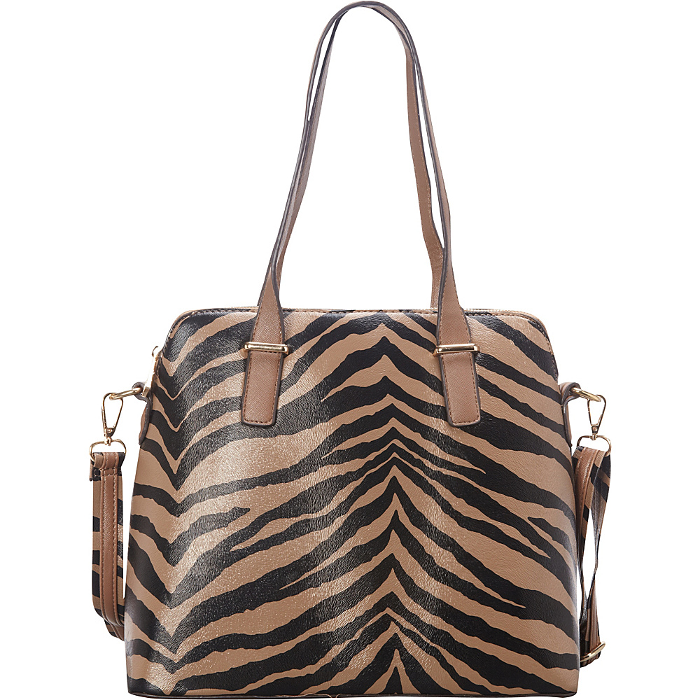SW Global Alena Zebra Print Shoulder Bag Khaki SW Global Manmade Handbags