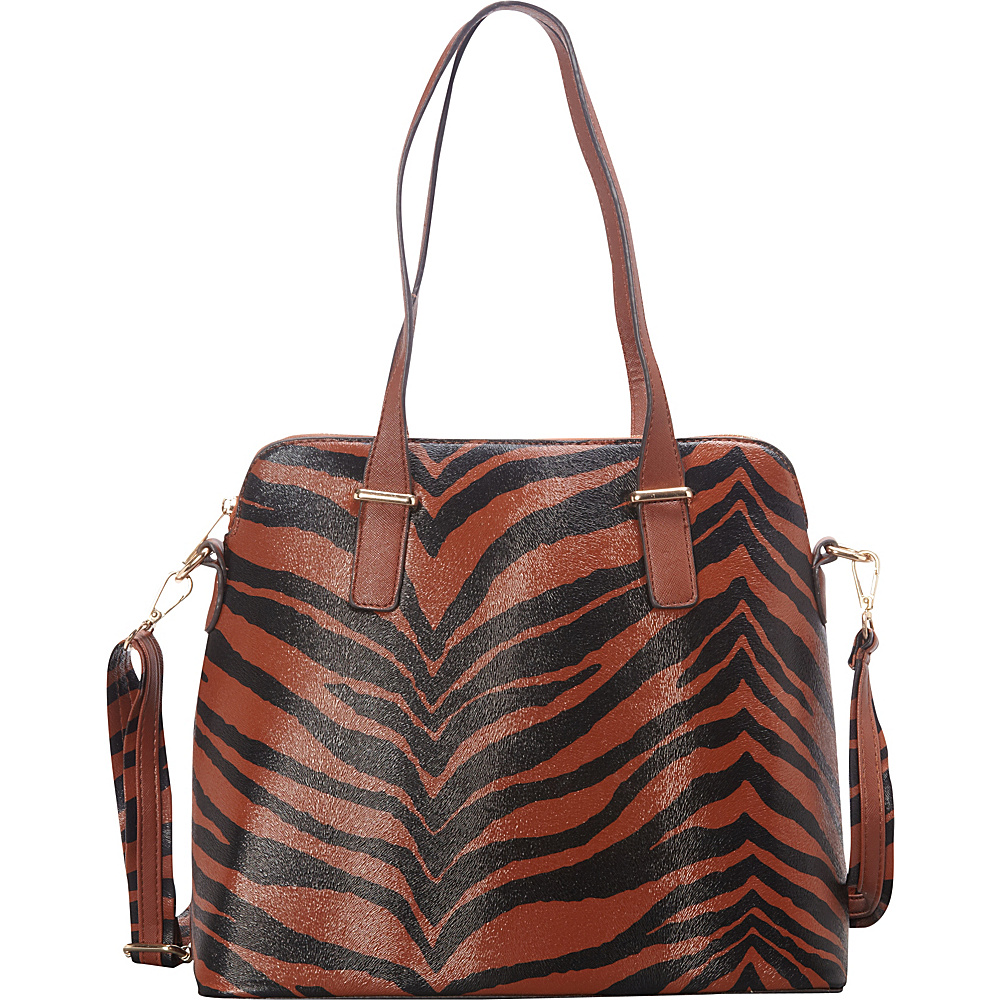 SW Global Alena Zebra Print Shoulder Bag Dark Khaki SW Global Manmade Handbags
