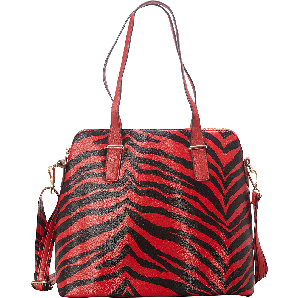 SW Global Alena Zebra Print Shoulder Bag Red SW Global Manmade Handbags