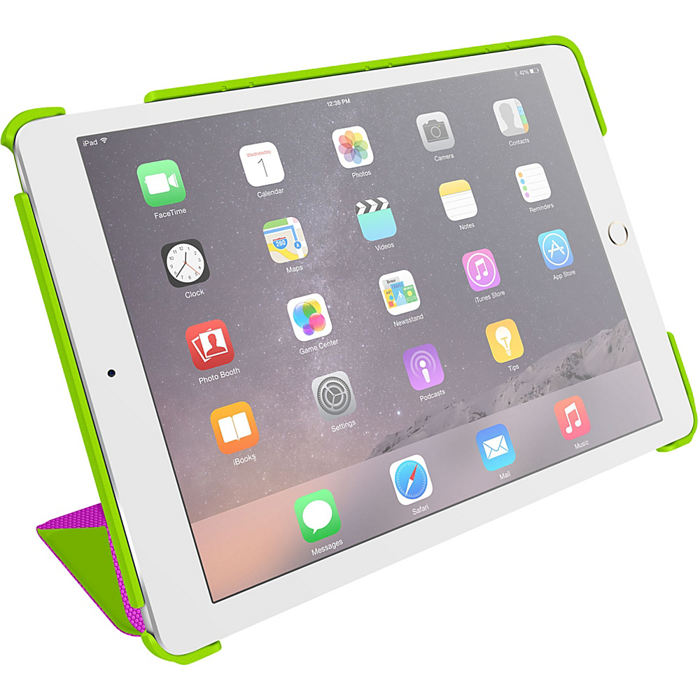 rooCASE Origami 3D Slim Shell Case Smart Cover for iPad Air 2 6th Gen Electric Green Peach Pink rooCASE Laptop Sleeves