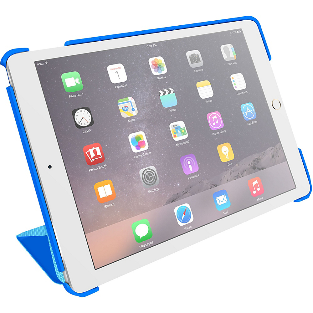 rooCASE Origami 3D Slim Shell Case Smart Cover for iPad Air 2 6th Gen Pacific Blue Barbados Blue rooCASE Electronic Cases