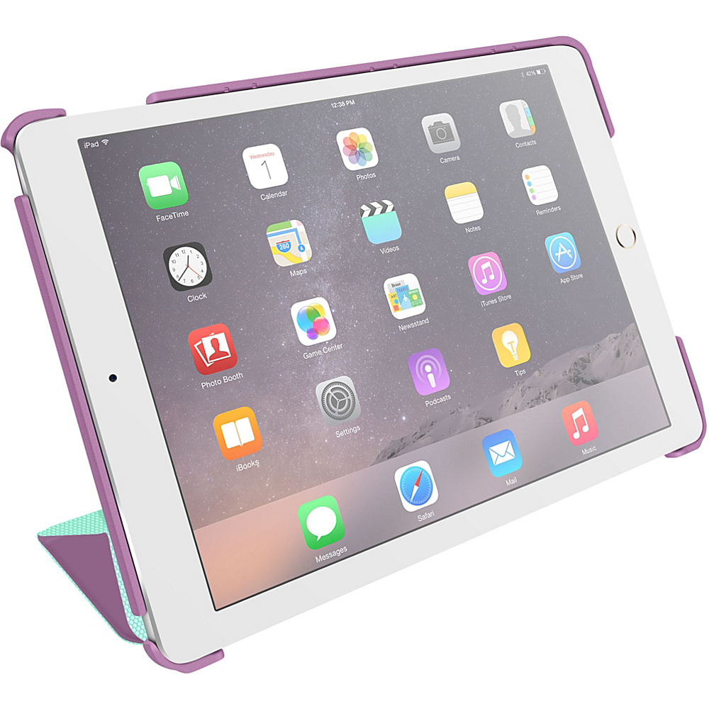 rooCASE Origami 3D Slim Shell Case Smart Cover for iPad Air 2 6th Gen Radiant Orchid Mint Candy rooCASE Electronic Cases