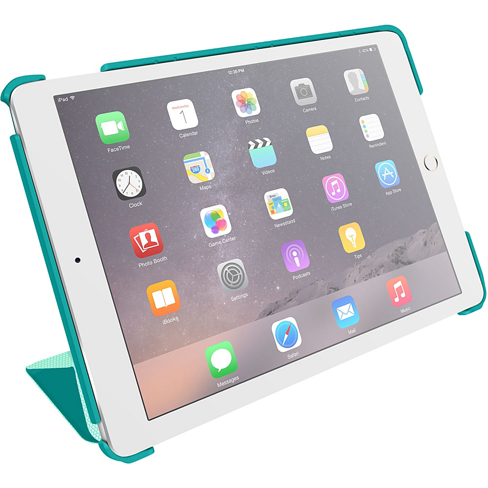 rooCASE Origami 3D Slim Shell Case Smart Cover for iPad Air 2 6th Gen Turquoise Blue Mint Candy rooCASE Electronic Cases