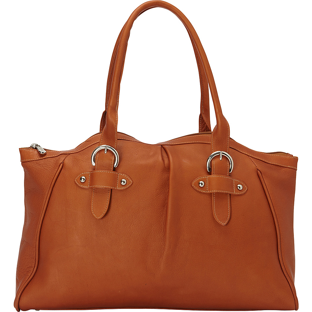 Piel Large Top Zip Shoulder Bag Saddle Piel Leather Handbags