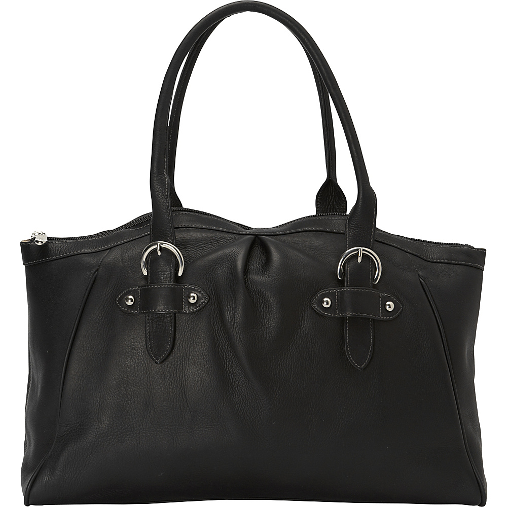 Piel Large Top Zip Shoulder Bag Black Piel Leather Handbags