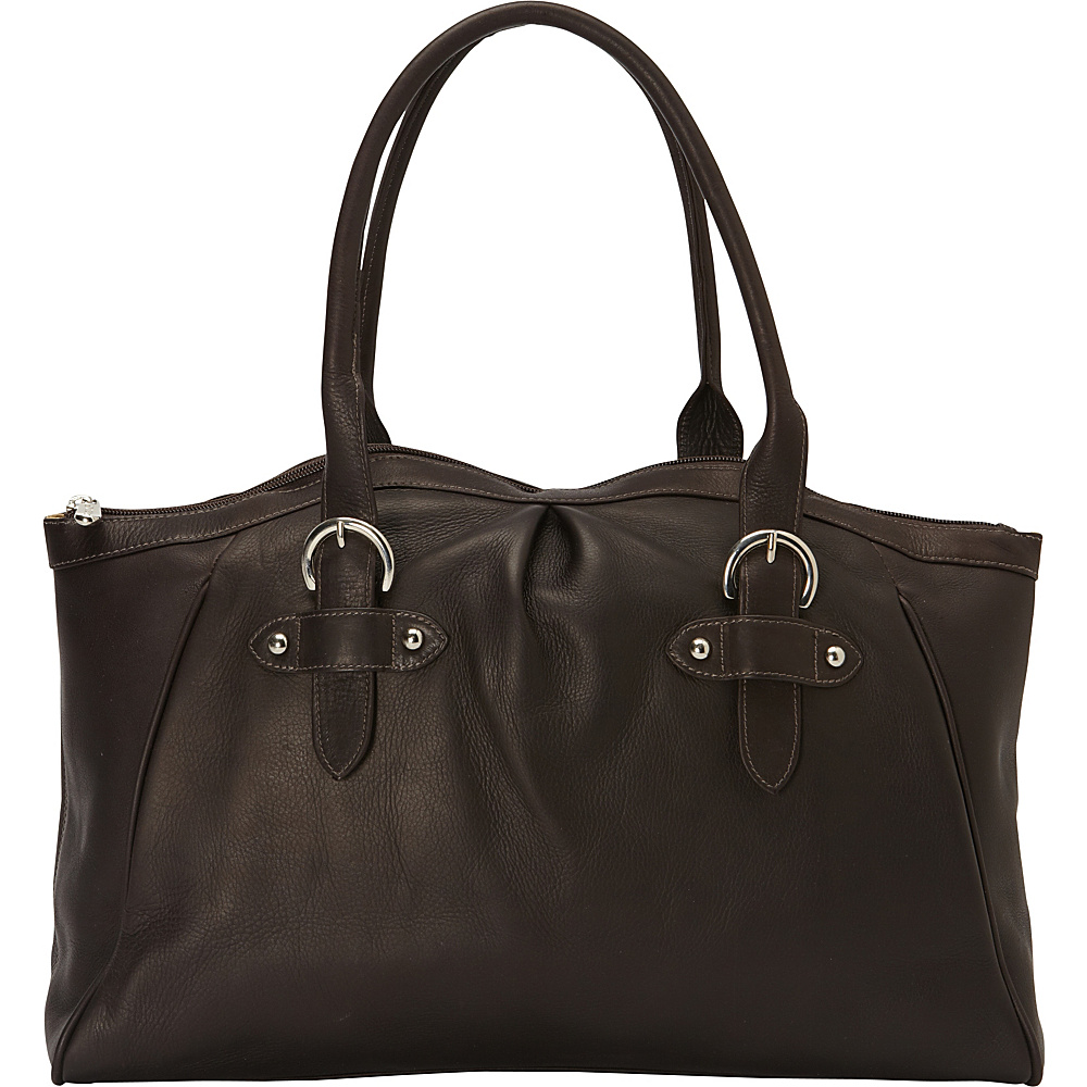 Piel Large Top Zip Shoulder Bag Chocolate Piel Leather Handbags