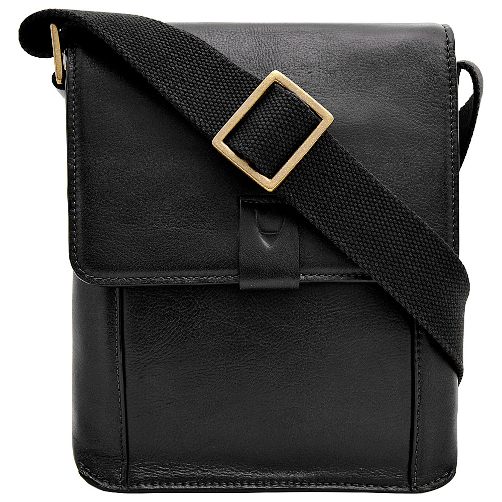 Hidesign Aiden Small Leather Messenger Crossbody Bag Black Hidesign Messenger Bags