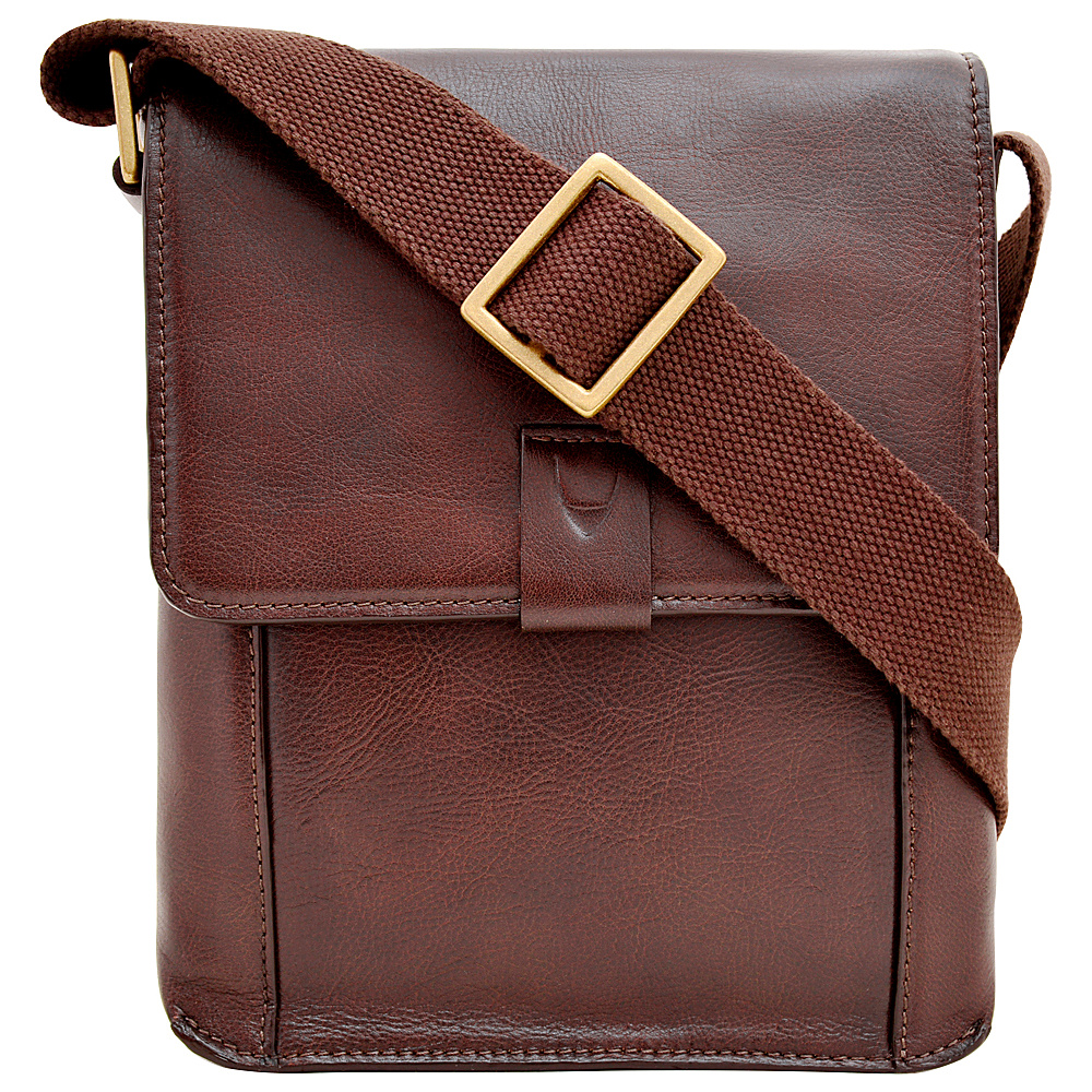 Hidesign Aiden Small Leather Messenger Crossbody Bag Brown Hidesign Messenger Bags