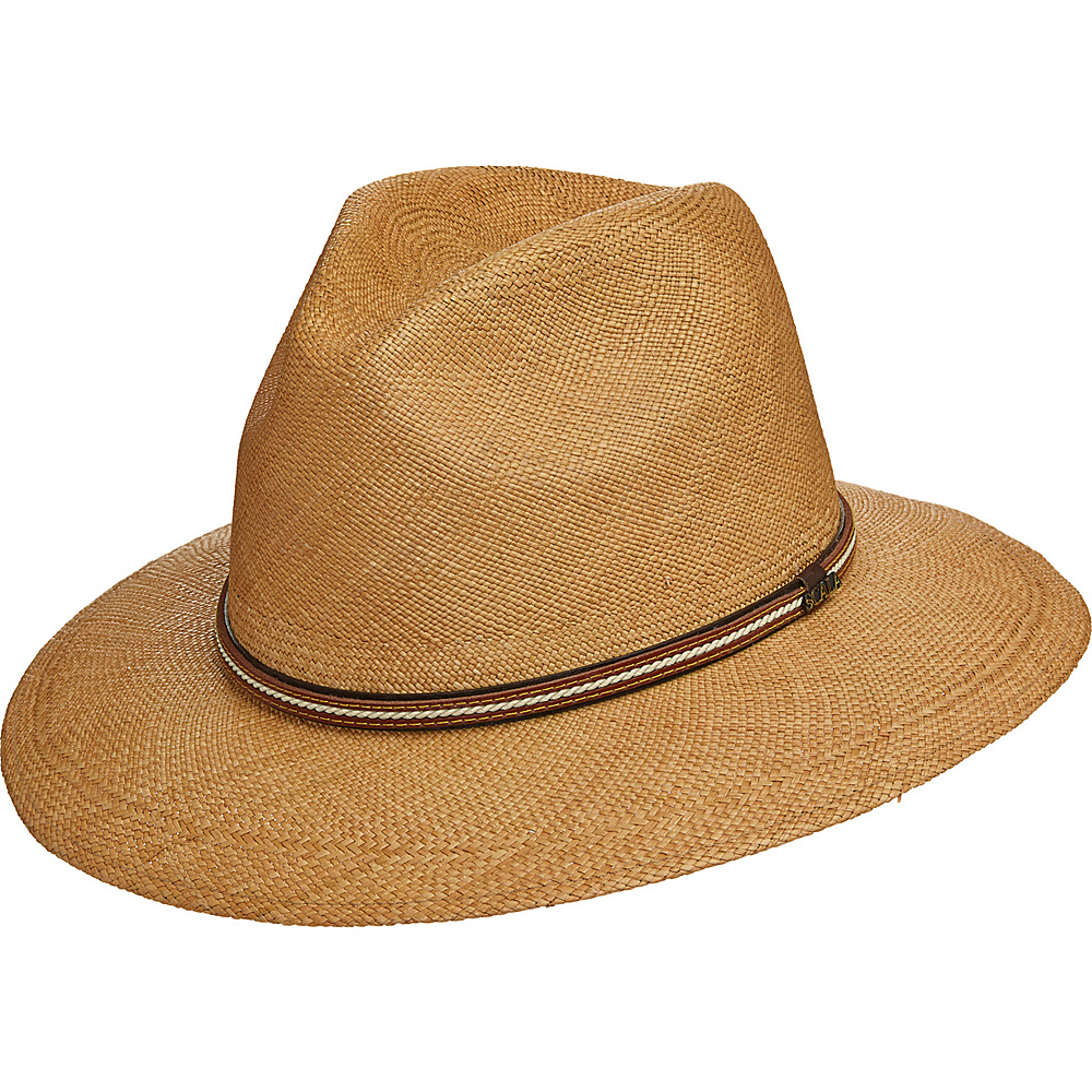 Scala Hats Panama Safari Hat with Leather Band Putty Medium Scala Hats Hats Gloves Scarves