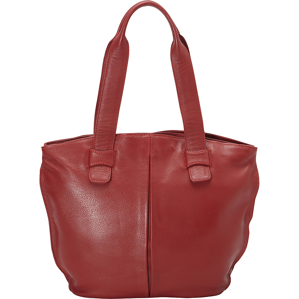 Derek Alexander Bucket Shape with Two Inset Top Zip Tote Red Derek Alexander Leather Handbags