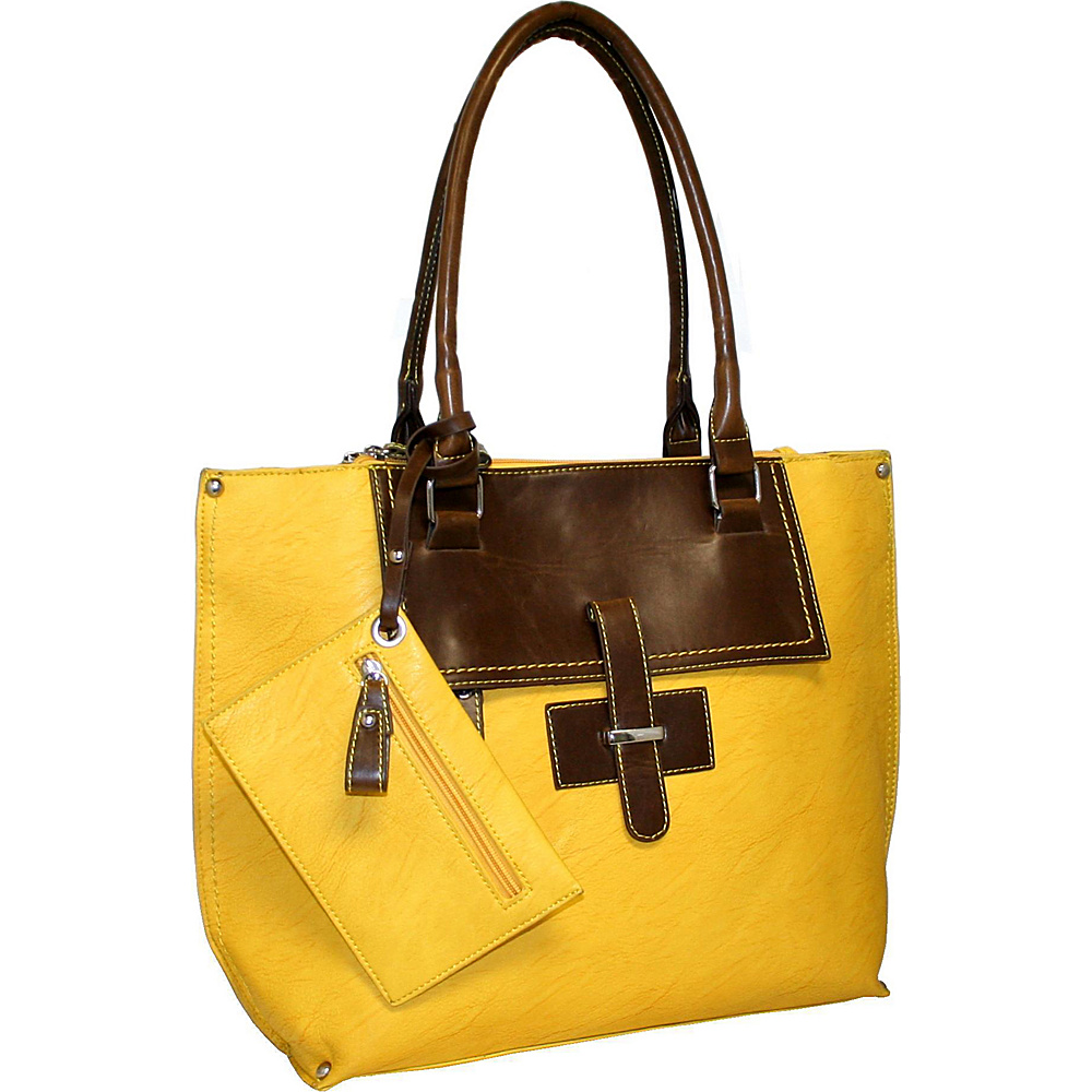 Punto Uno Tailored Tote Mustard Punto Uno Manmade Handbags