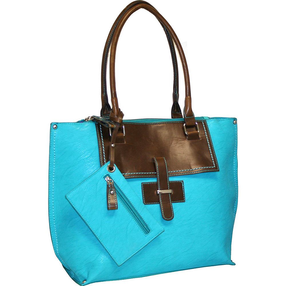 Punto Uno Tailored Tote Turquoise Punto Uno Manmade Handbags
