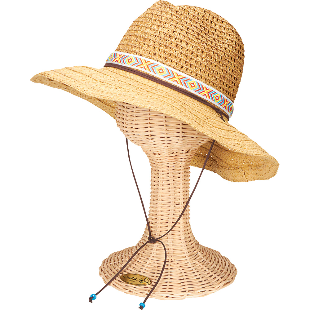 San Diego Hat Sunbrim Hat with Jacquard Band and Chin Cord Natural San Diego Hat Hats Gloves Scarves
