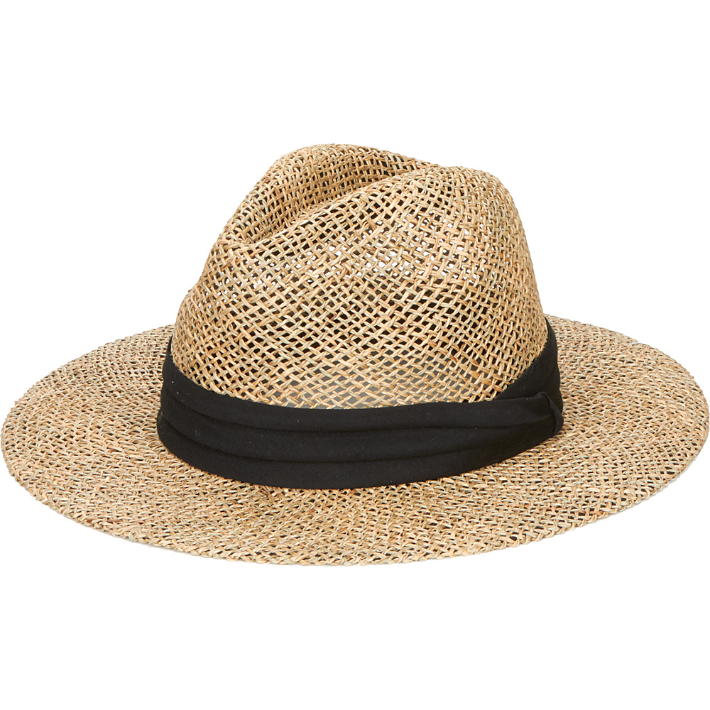 San Diego Hat Seagrass Panama Fedora with Cloth Band Black San Diego Hat Hats Gloves Scarves