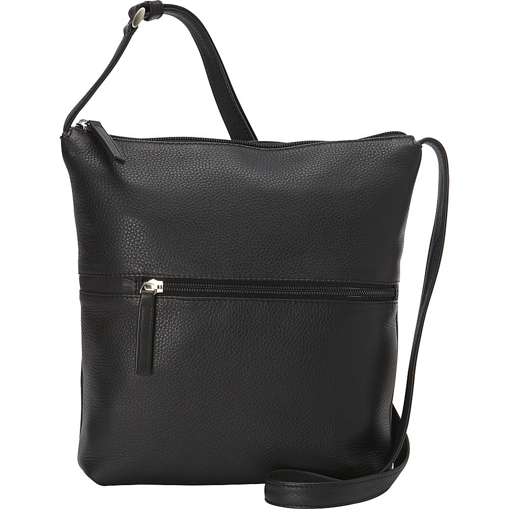 Derek Alexander NS Top Zip Shoulder Bag Black Derek Alexander Leather Handbags