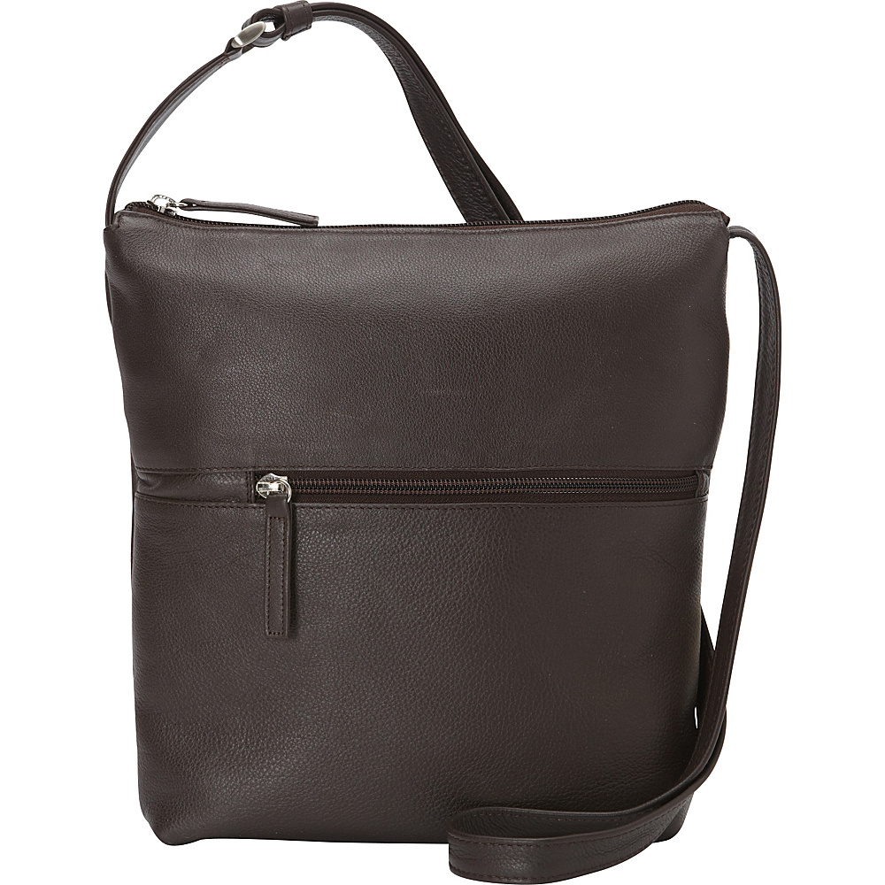 Derek Alexander NS Top Zip Shoulder Bag Brown Derek Alexander Leather Handbags