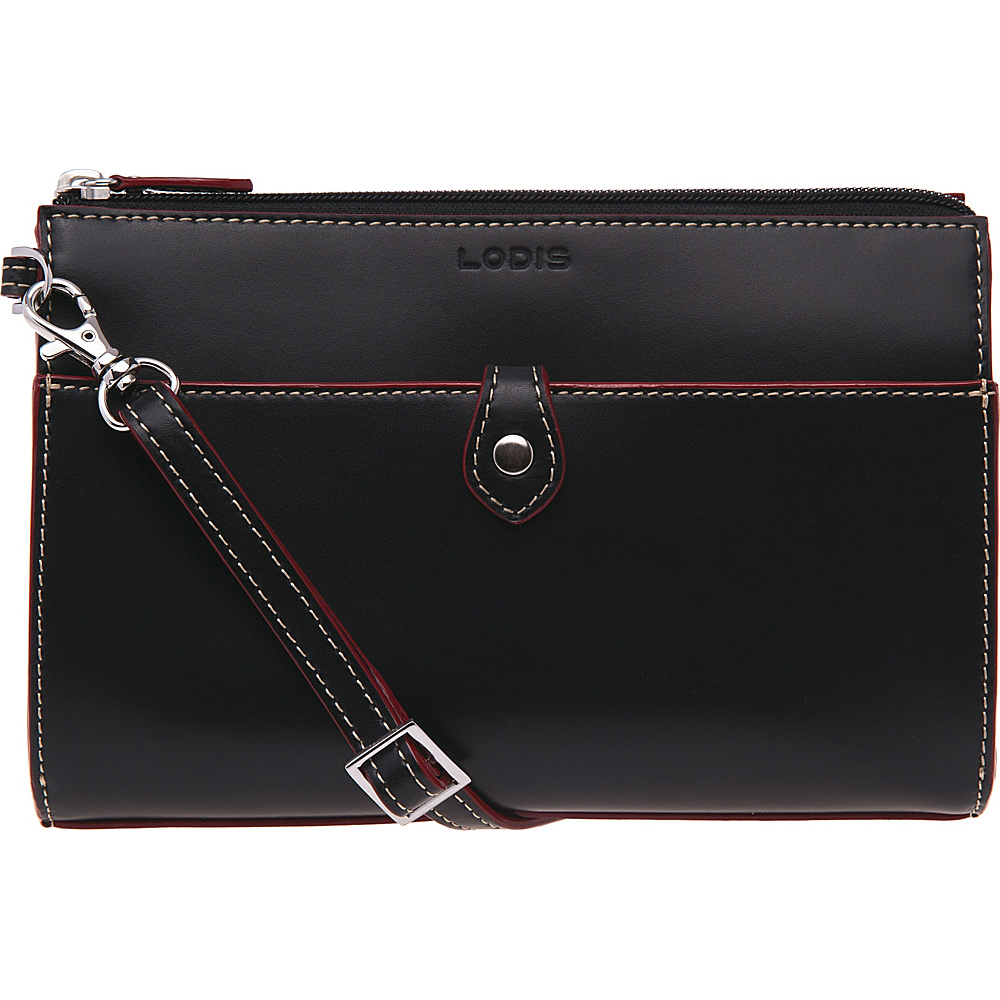 Lodis Audrey Vicky Convertible Crossbody Black Red Lodis Leather Handbags