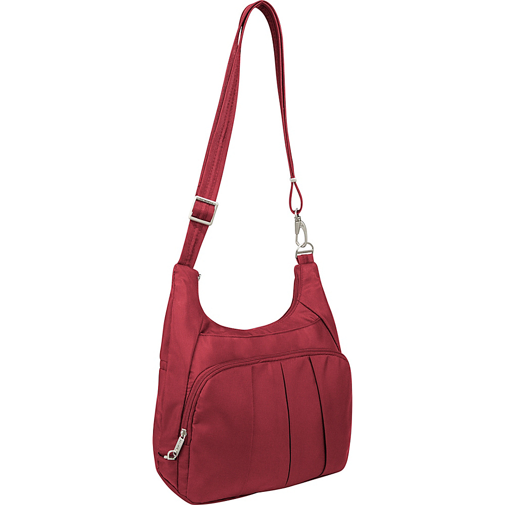 Travelon Anti Theft Classic Pleated Hobo Cranberry Light Sand Travelon Fabric Handbags