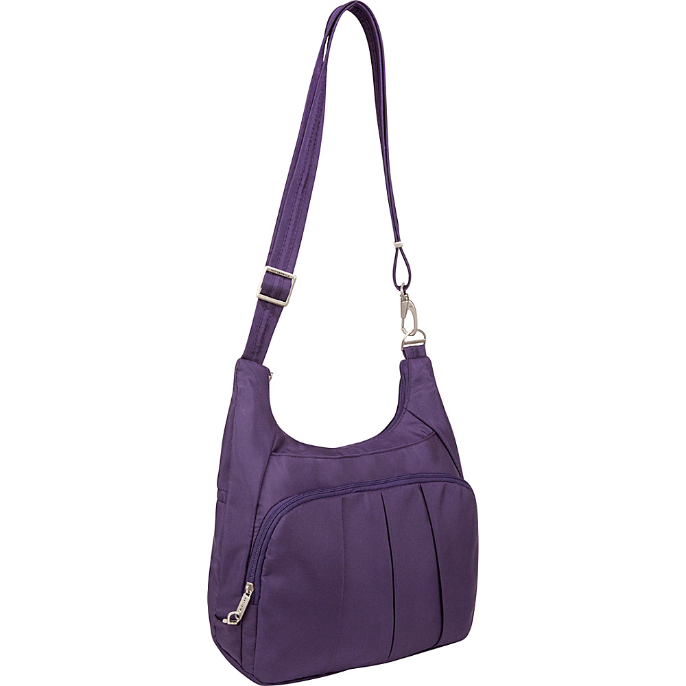 Travelon Anti Theft Classic Pleated Hobo Purple Gray Travelon Fabric Handbags