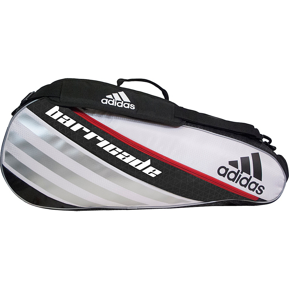 adidas Barricade IV Tour 3 Racquet Bag White Black Scarlet adidas Racquet Bags