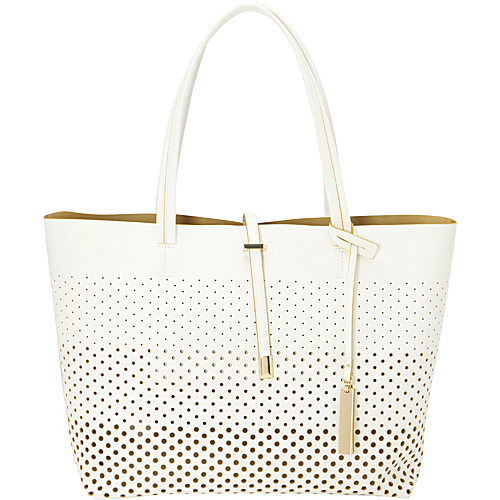 Vince Camuto Leila Tote - Perforated Snow White 2/P - Vince Camuto Designer Handbags