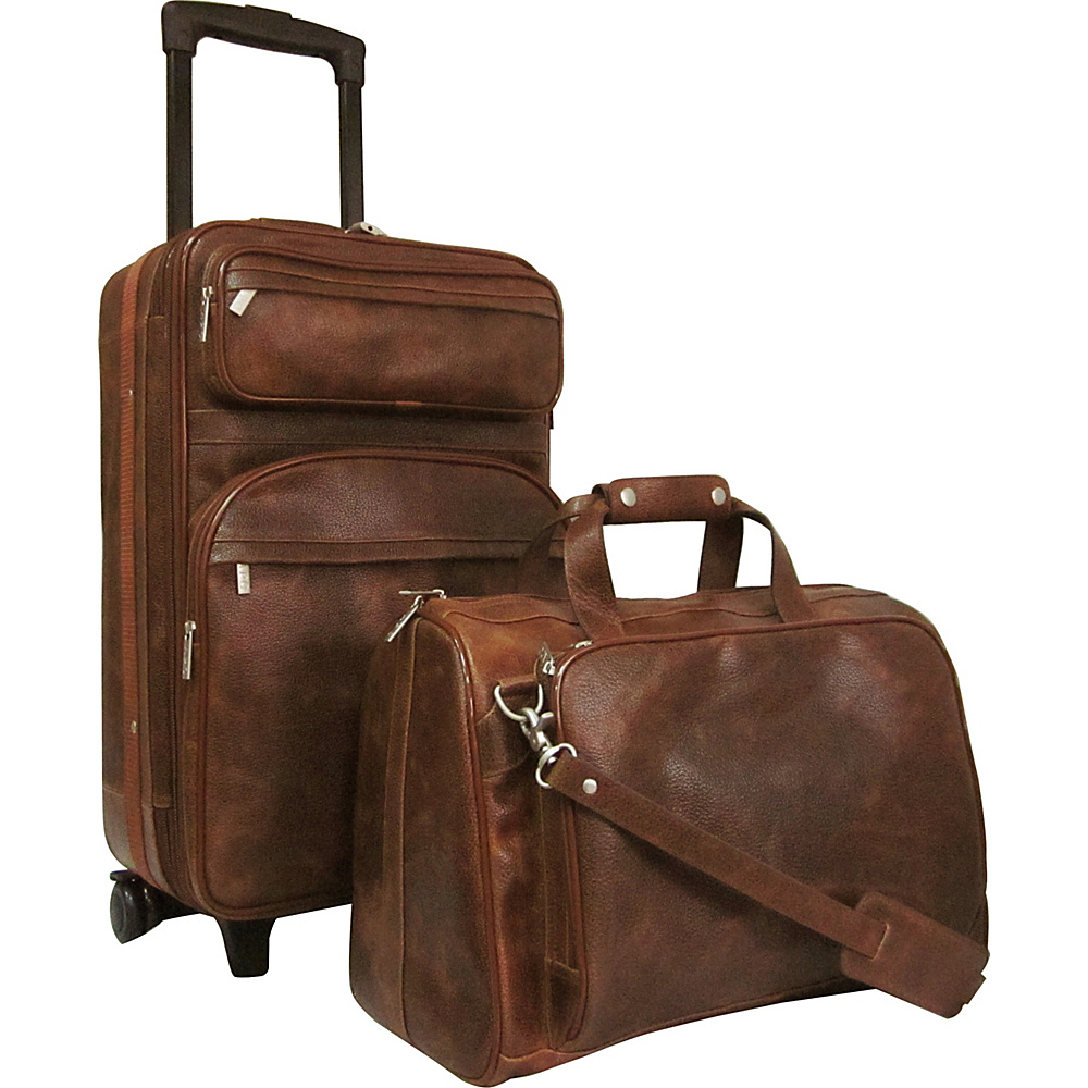 AmeriLeather Leather Two Piece Set Traveler Waxy Brown AmeriLeather Luggage Sets