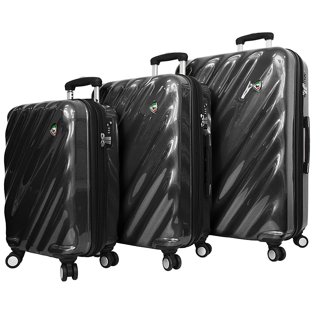 Mia Toro ITALY Onda Fusion Hardside Spinner 3PC Set Black Mia Toro ITALY Luggage Sets