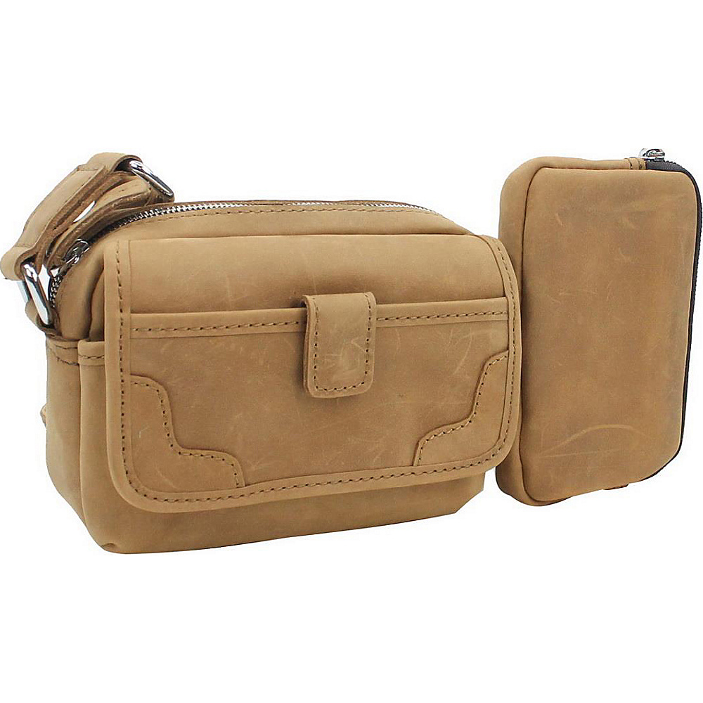 Vagabond Traveler 8 Leather Parent Child Shoulder Waist Bag Nature Brown Vagabond Traveler Leather Handbags