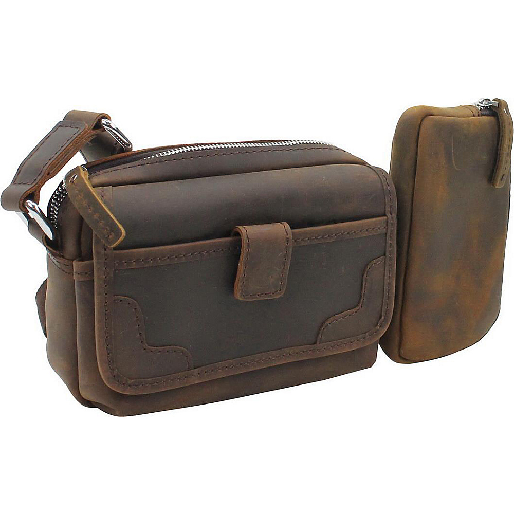 Vagabond Traveler 8 Leather Parent Child Shoulder Waist Bag Dark Brown Vagabond Traveler Leather Handbags