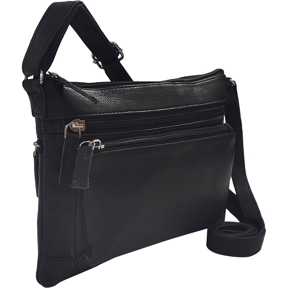 R R Collections Front Zip Pocket Crossbody Bag Black R R Collections Leather Handbags