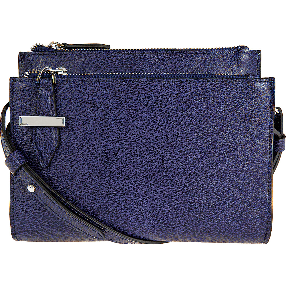 Lodis Stephanie Trisha Double Zip Wallet on a String with RFID Protection Midnight Lodis Leather Handbags