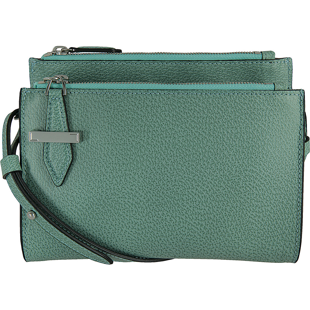 Lodis Stephanie Trisha Double Zip Wallet on a String with RFID Protection Ocean Lodis Leather Handbags