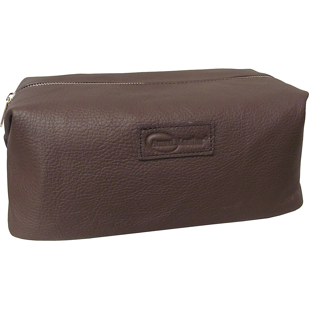 AmeriLeather Cosmetic Travel Accessory Bag Brown AmeriLeather Toiletry Kits