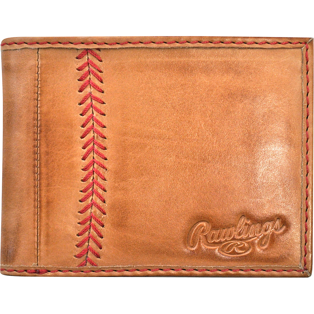 Rawlings Baseball Stitch Bi Fold Wallet Tan Rawlings Mens Wallets