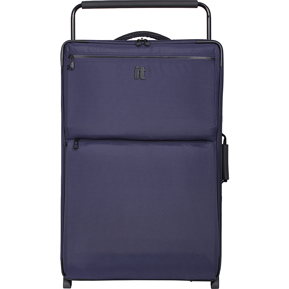 it luggage Worlds Lightest Los Angeles 2 Wheel 32.5 inch Upright Navy Blue 2 Tone it luggage Softside Checked