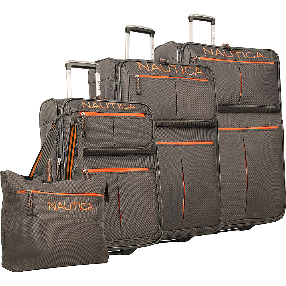 Nautica Maritime 2 Four Piece Luggage Set Charcoal Orange Nautica Luggage Sets