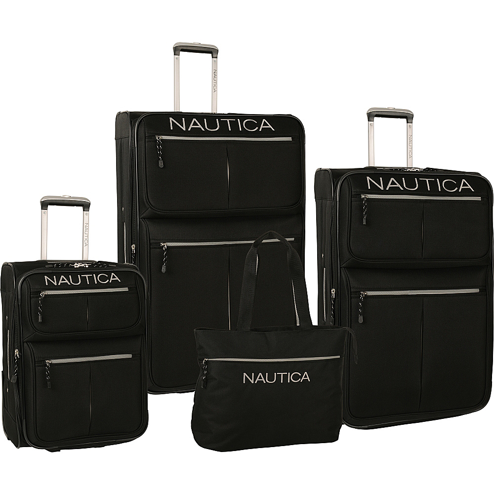 Nautica Maritime 2 Four Piece Luggage Set BlackSilver Nautica Luggage Sets