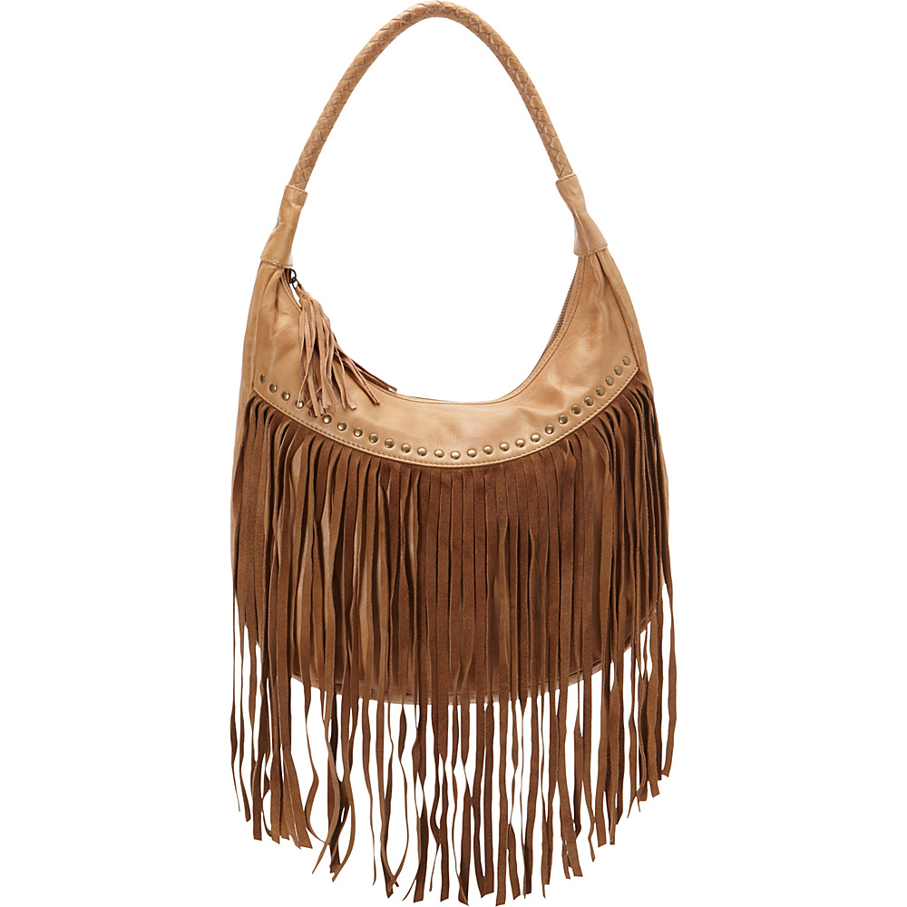 Scully Soft Leather Fringe Hobo Caramel - Scully Leather Handbags