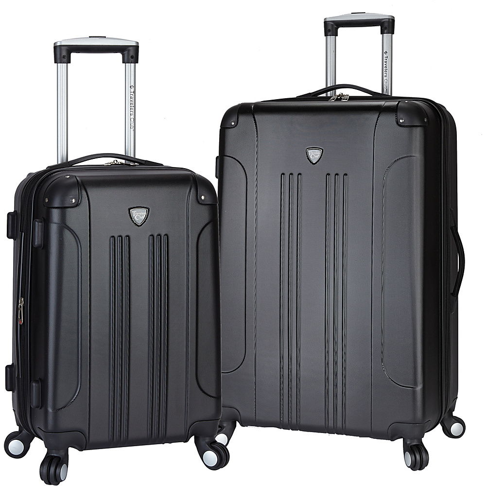 Travelers Club Luggage Chicago 2PC Hardside Expandable Spinner Luggage Set Black Travelers Club Luggage Luggage Sets