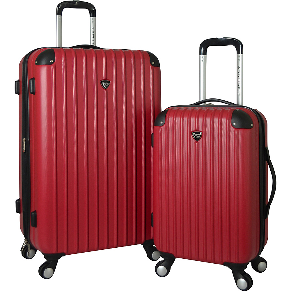 Travelers Club Luggage Chicago 2PC Hardside Expandable Spinner Luggage Set Cherry Red Travelers Club Luggage Luggage Sets