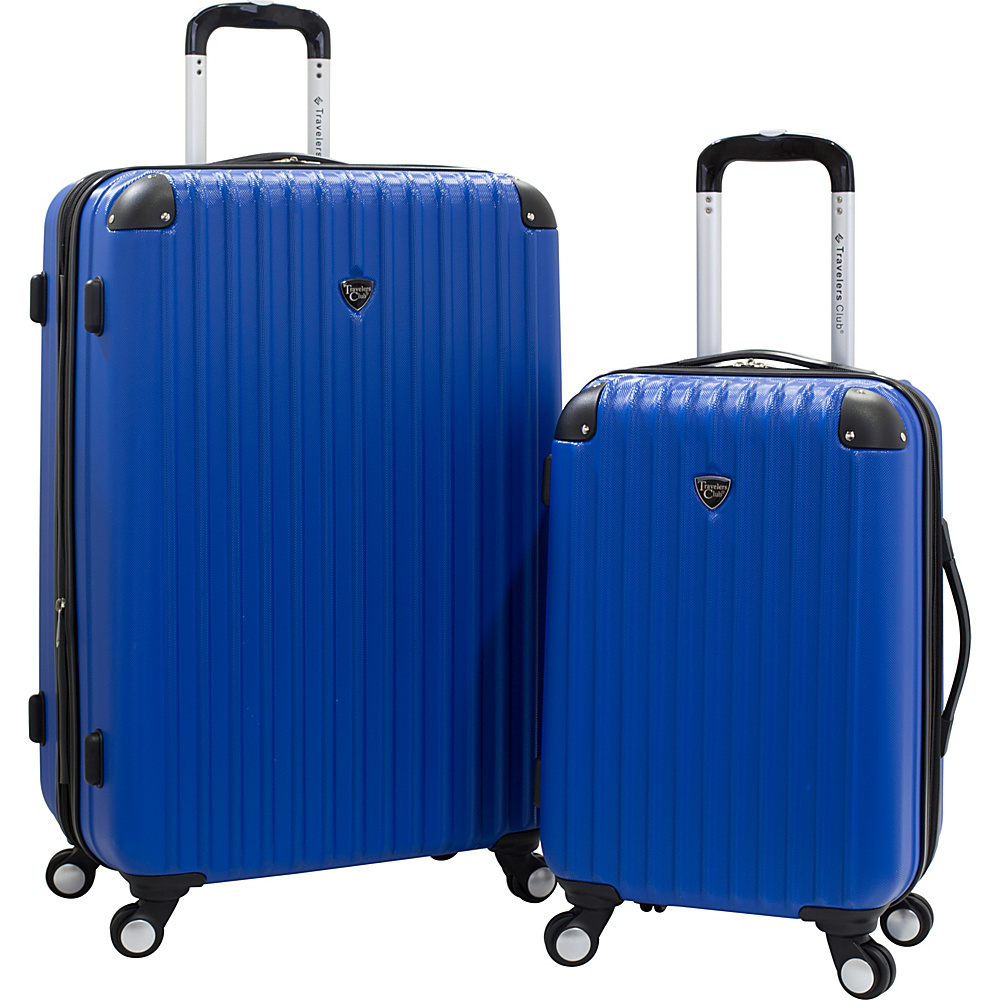 Travelers Club Luggage Chicago 2PC Hardside Expandable Spinner Luggage Set Cobalt Blue Travelers Club Luggage Luggage Sets