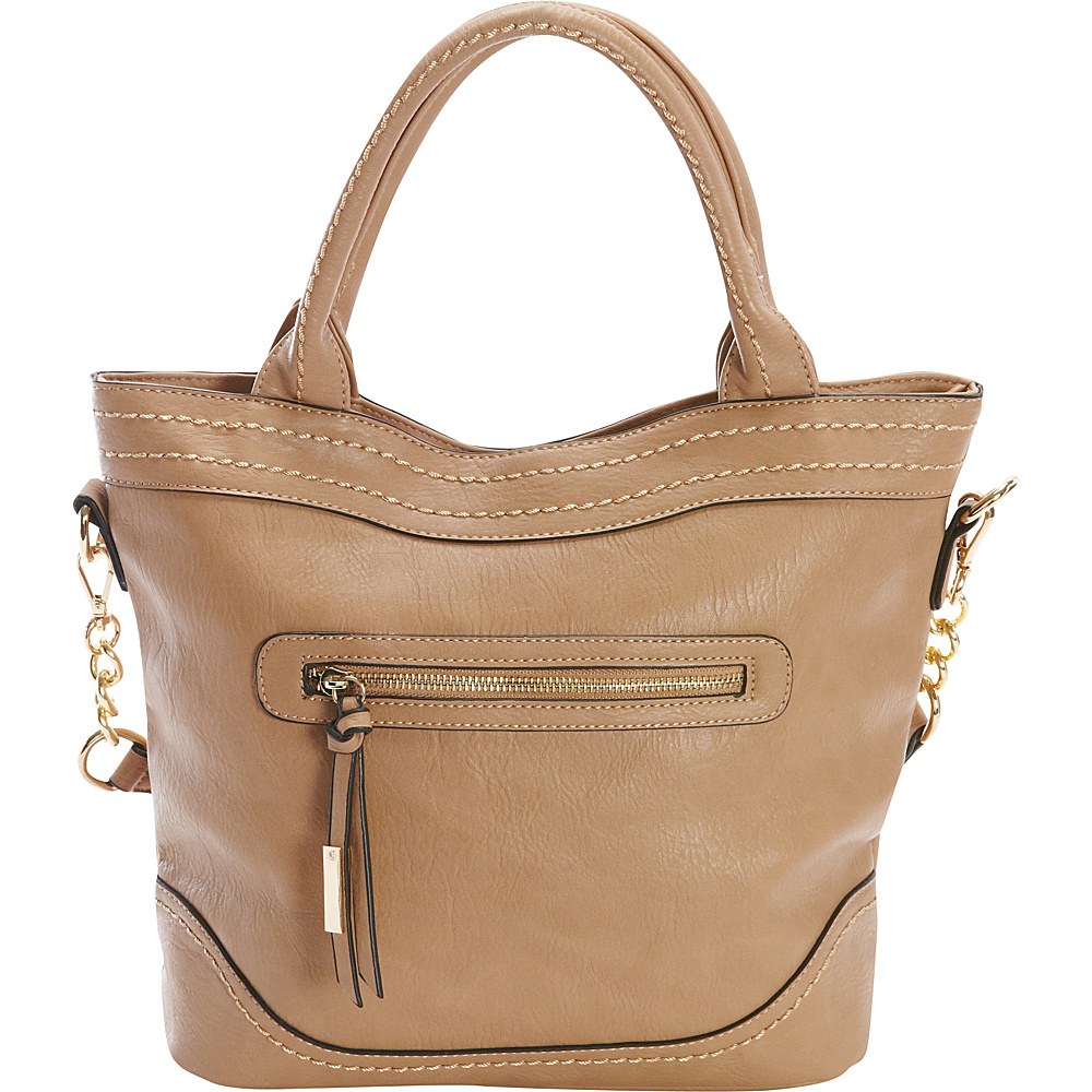 Diophy Chain Shoulder Tote Brown Diophy Manmade Handbags