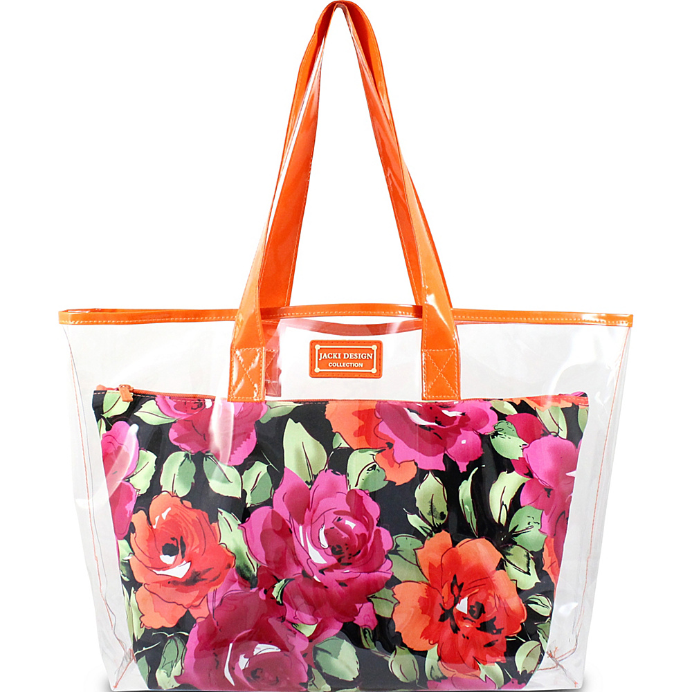 Jacki Design Tropicana Two Piece Tote Bag Set Orange Black Jacki Design Fabric Handbags