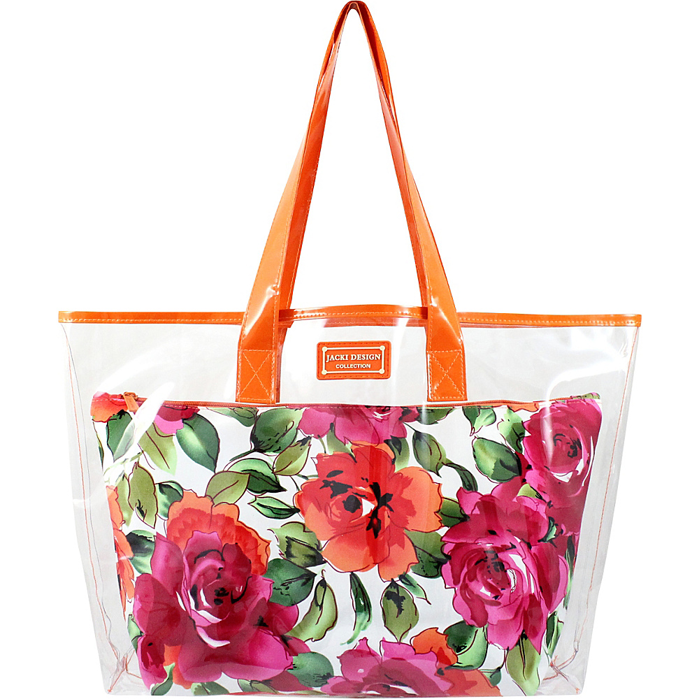 Jacki Design Tropicana Two Piece Tote Bag Set Orange White Jacki Design Fabric Handbags