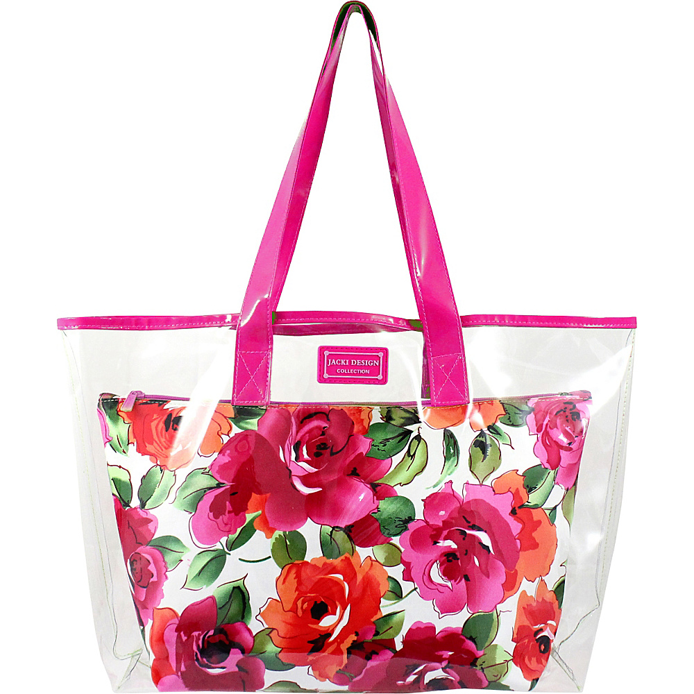 Jacki Design Tropicana Two Piece Tote Bag Set Pink White Jacki Design Fabric Handbags