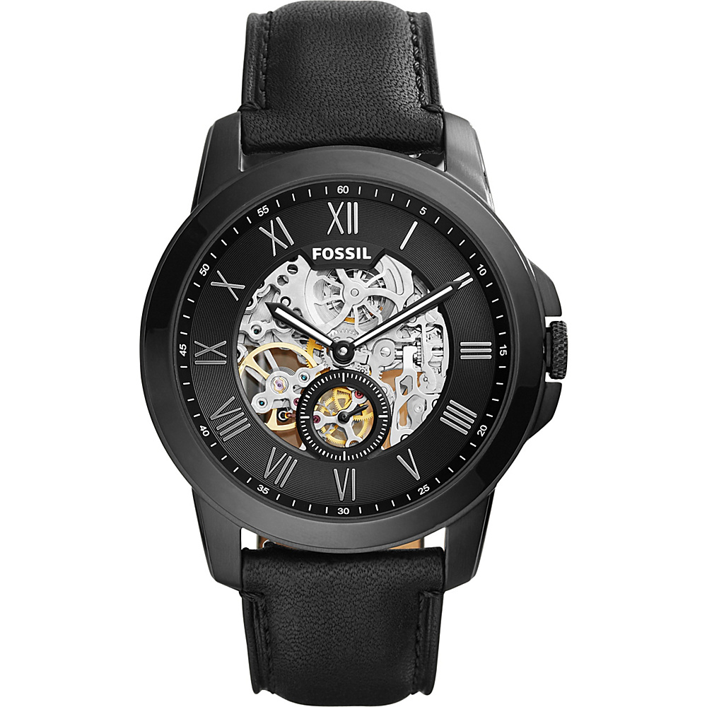 Fossil Grant Automatic Leather Watch Black Fossil Watches