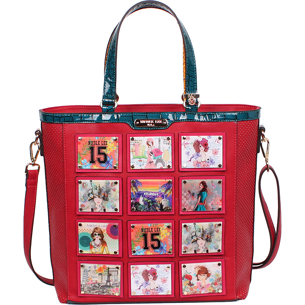 Nicole Lee Sydney Print Shopper Bag Red Nicole Lee Manmade Handbags