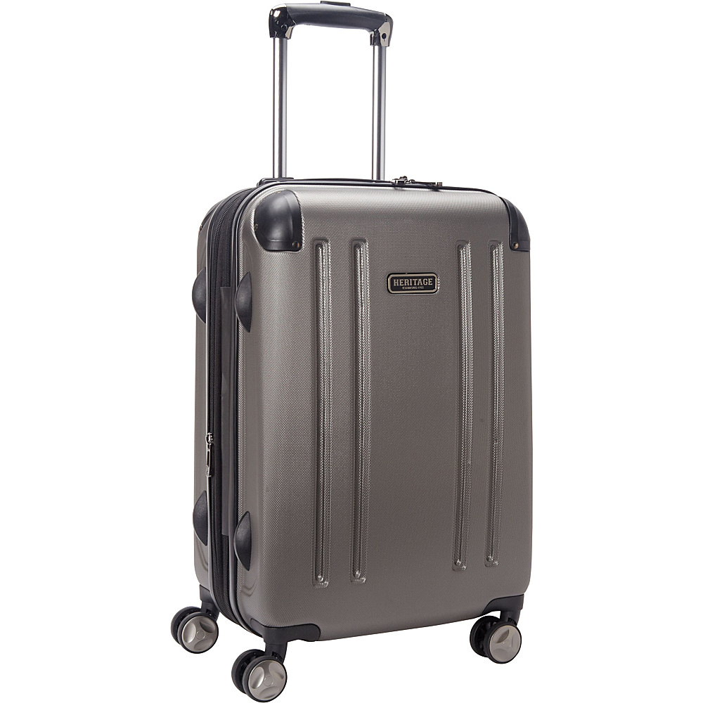 Heritage O Hare 20 Expandable Carry On 8 Wheel Spinner Silver Heritage Hardside Carry On
